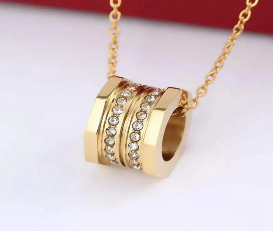 Classic Love Necklaces big ring pendant Diamond Necklace Fashion womens mens gold silver torque with red box 20224574122