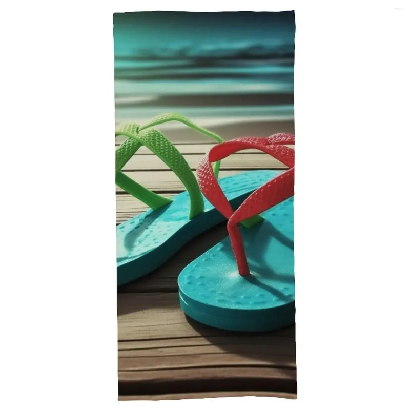 Badezubehör Set Strandtuch Flip Flops Mikrofasertücher Schwimmer Badezimmer 27.6 "x55.1"