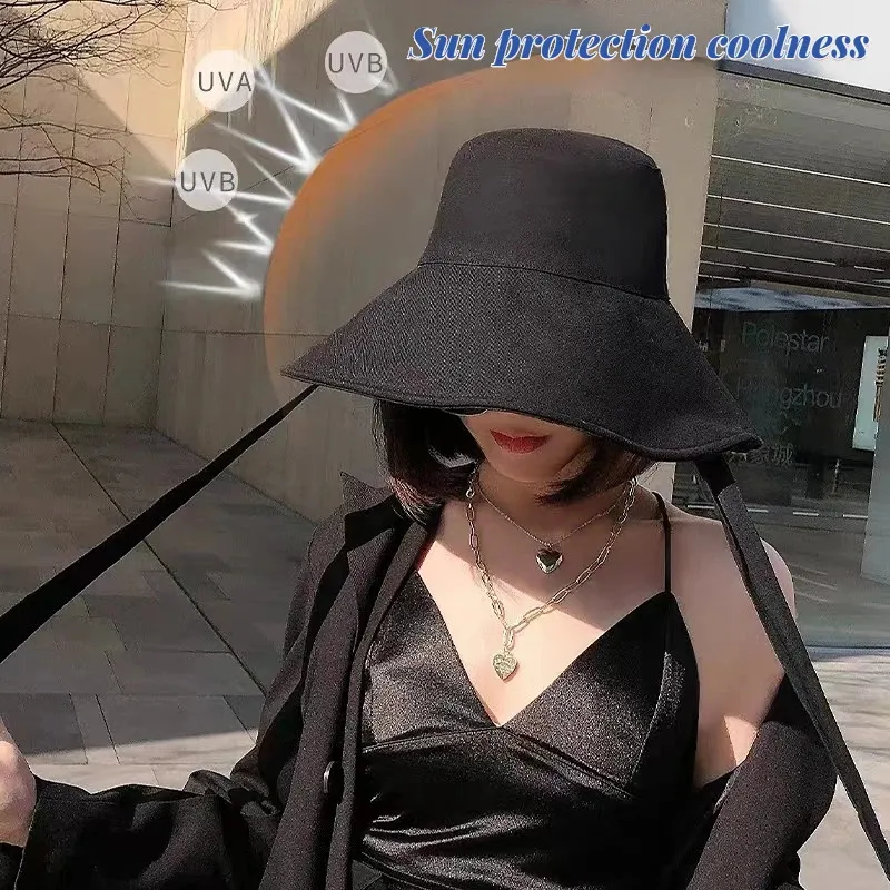 Save Big on Bulk Asian Bucket Hat Ladies Foldable Sun Hat, Big Brim Cotton  Linen Beach Hat With Chin Strap, Korean Style UV Protection, Outdoor Bucket 