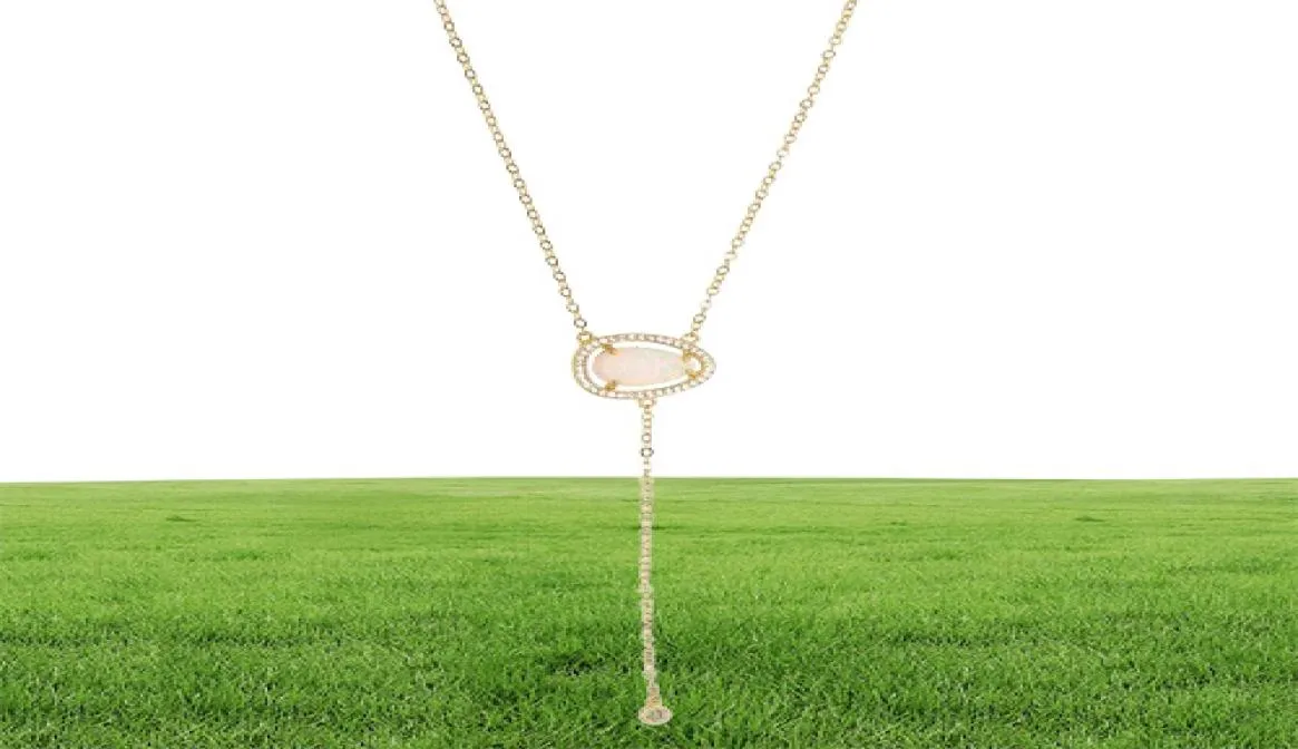 2018 latest design gold plated necklace for women jewelry high quality cz opal stone european women long Y lariat necklace style4496401