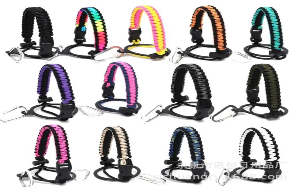 Paracord Handle for Wide Mouth Water Bottle Survival Strap Cord with Safety Ring Carabiner for Hiking Camping Walking 12oz64OZ wa5478597