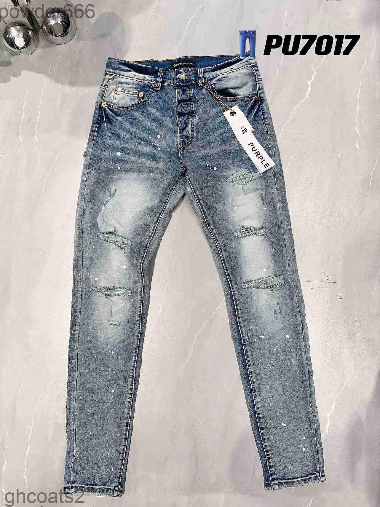 Mäns jeans mager mens jeans designer lila rippade cykel smala raka byxor vik modemens trend varumärke retro hip hop high street 40 xsb4yb85
