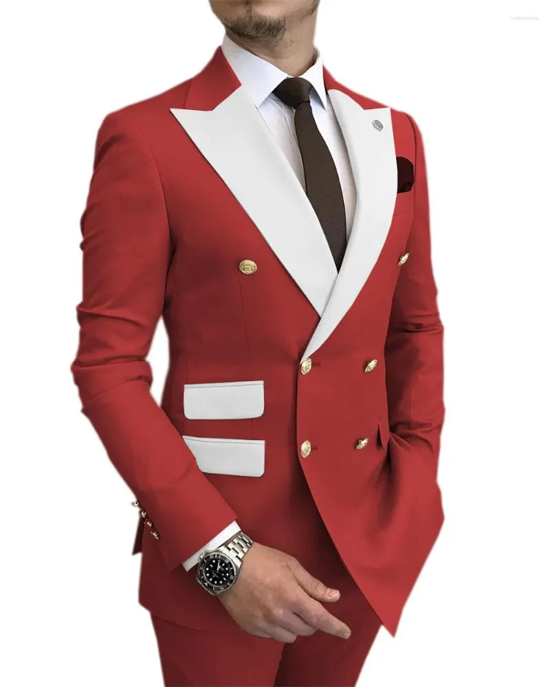 Costumes pour hommes Jethoin Red Slem Slim Fit 2 pièces Blanc PEPPEL PEPPELLE FORME FORMEL
