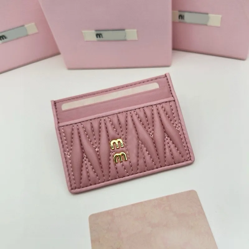 Partes de tarjetas de diseñador Mujeres Mini billetera Fashion Genuine Luxury Luxury Soft Sheep Coin Moned Pocket Ladies Purse Nuevo soporte de tarjetas de crédito 4 Color