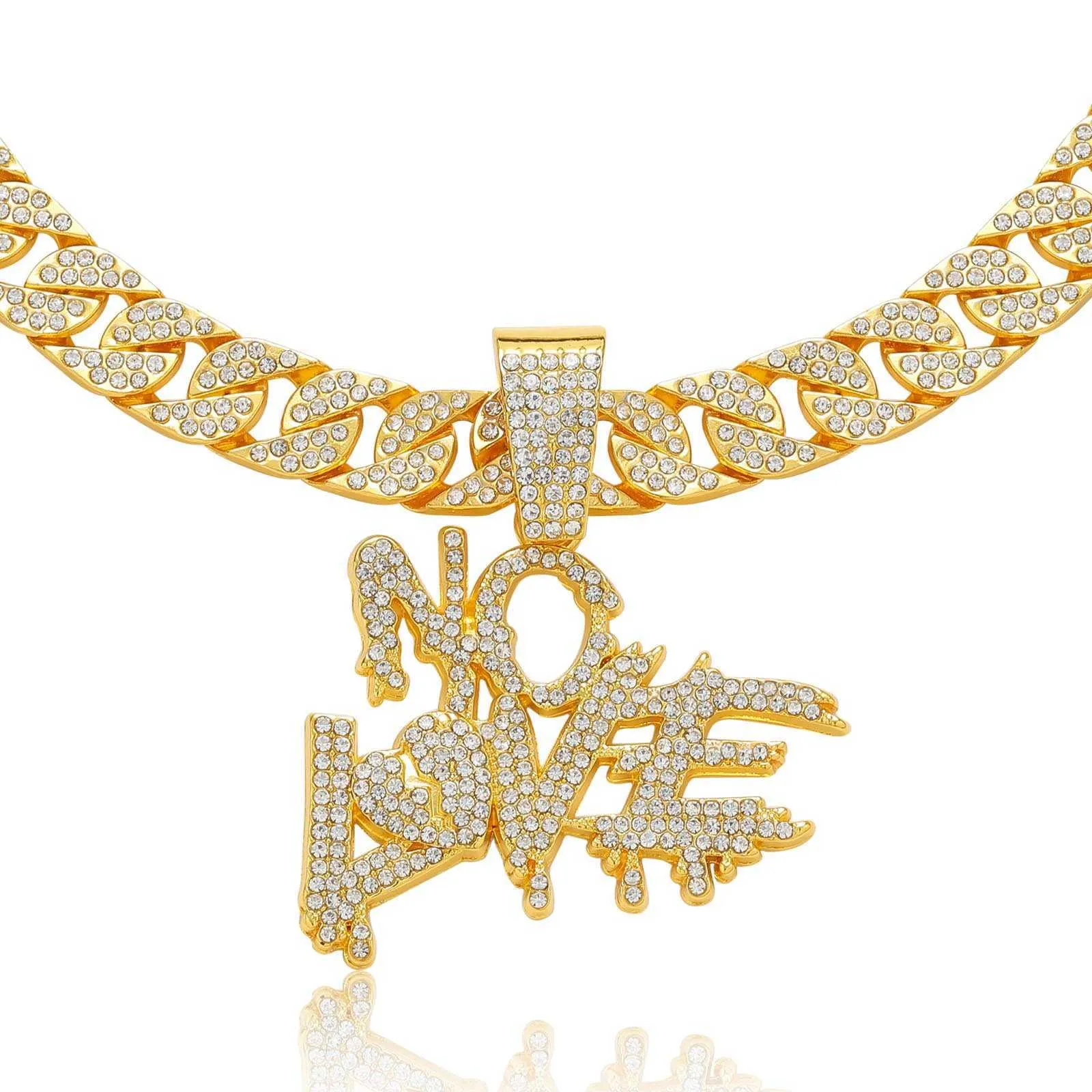 Brev ingen kärlek Diamond Set Pendant Hip Hop Eloy 925 Silver Full Diamond Personlig kreativ mäns kubansk kedja Hip Hop -halsband