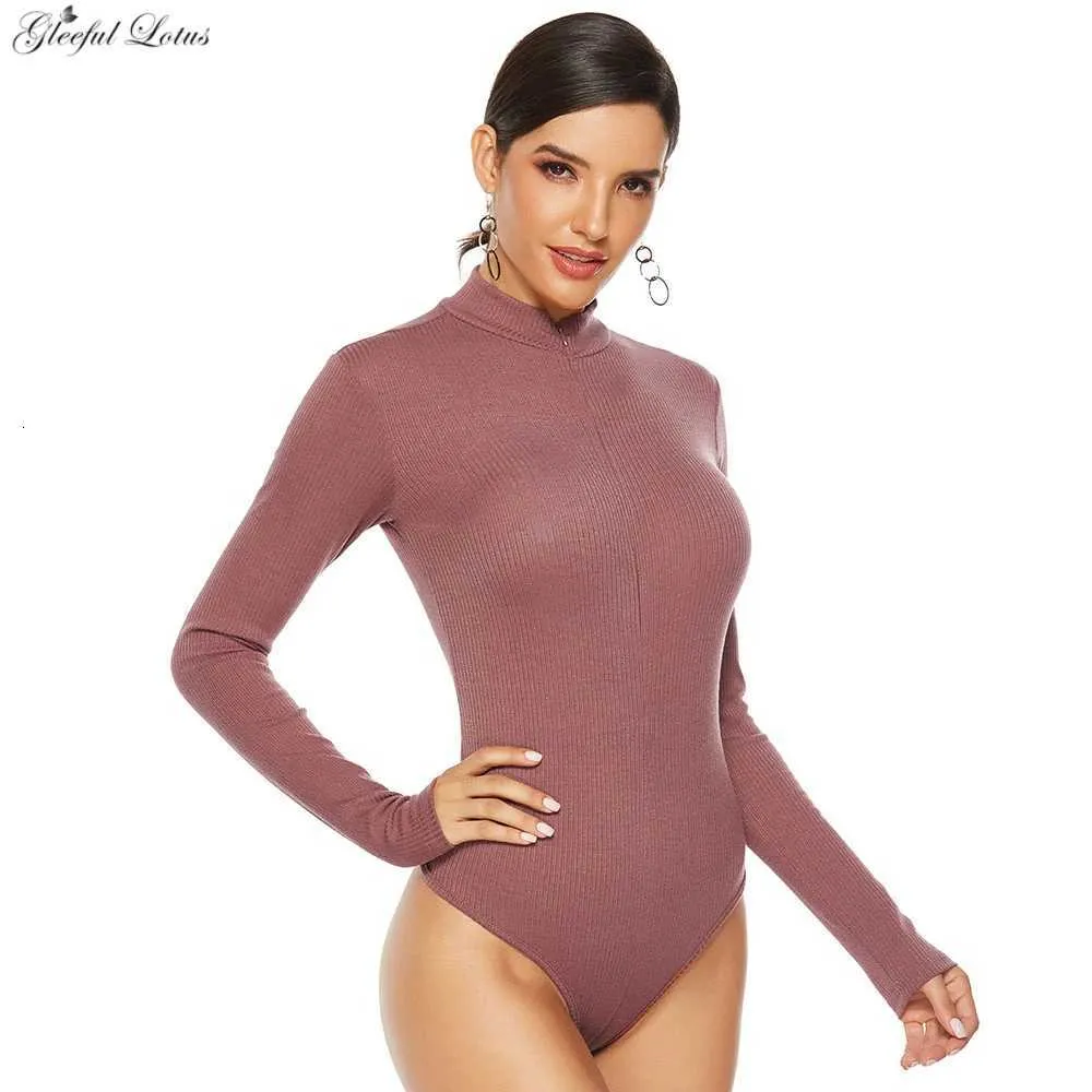 Tute da donna Rompers Sexy Shift a maglia stretta a maglia Plus Titesuit Lunghezza Lunghezza femminile Spring e tuta autunnale Top Crush Up Collar 2019 New Y240504