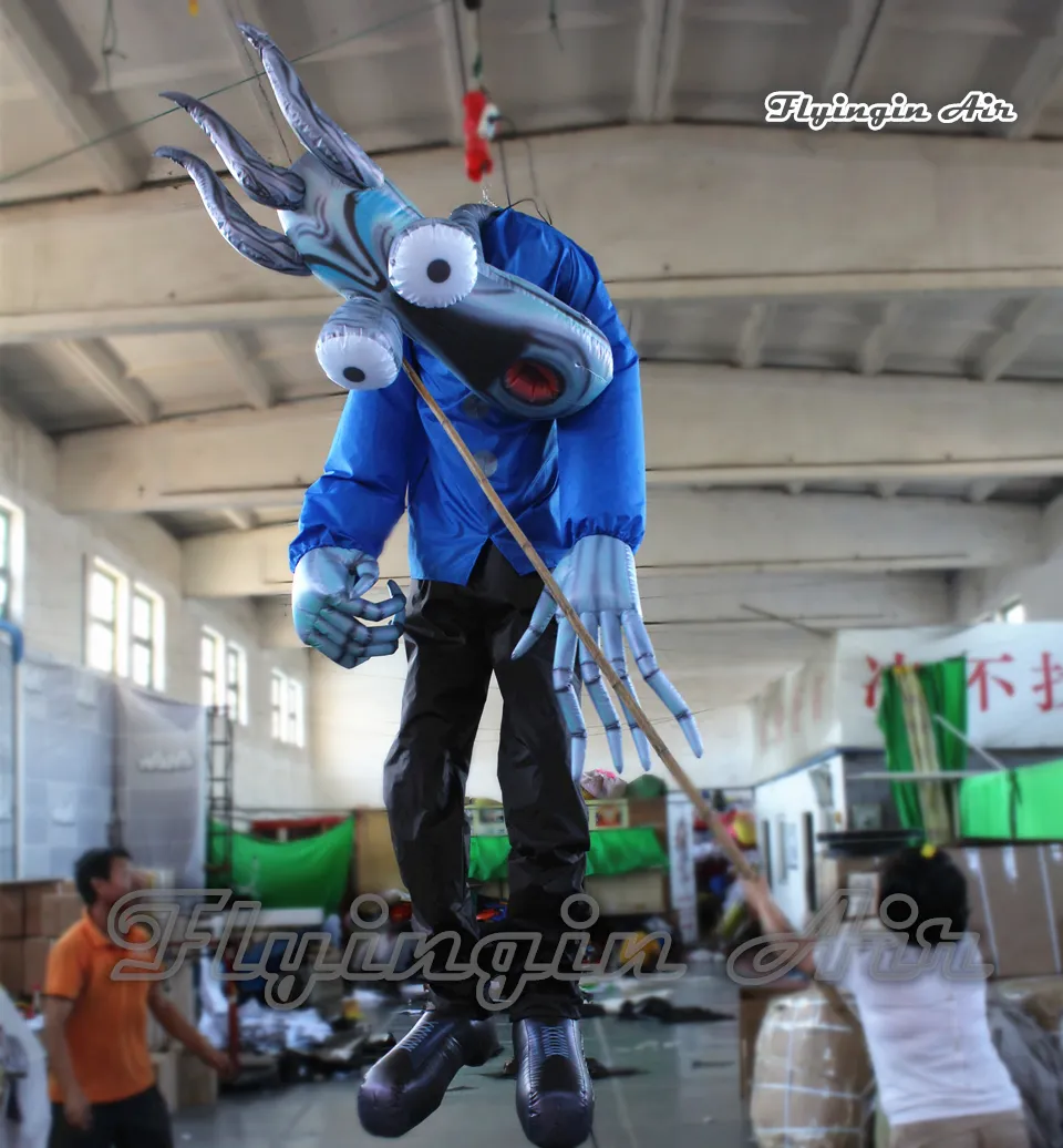 Partihandel halloween dekorativ hängande uppblåsbar demon replika 4m höjd hänge spöke skrämmande monster modell luft blåst zombie för nattklubb dekoration