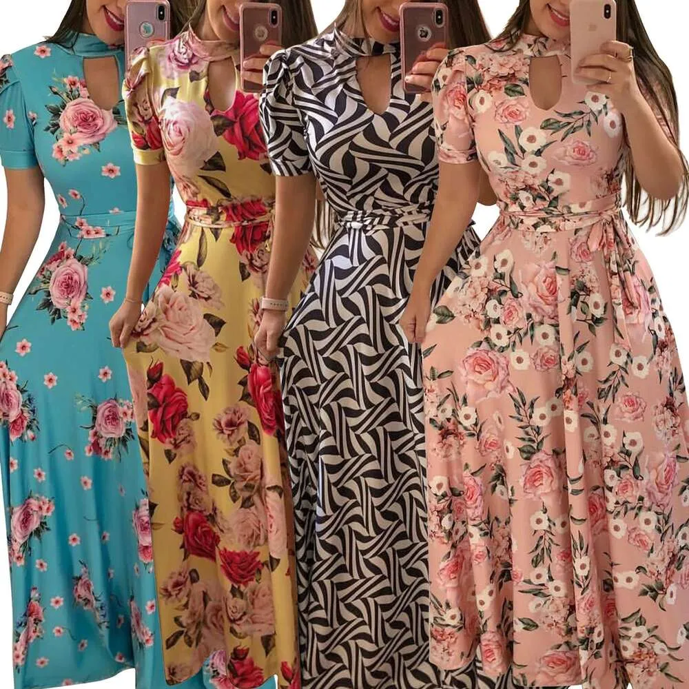 Designer Frauenkleid sexy und modisch digital gedruckte europäische amerikanische Modestil Große Swing -Kleider für Frauen Damen Kleider Frau Klassisches Kleid Arto