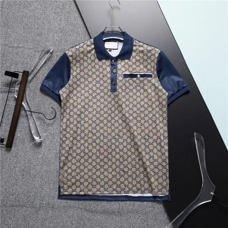 Fashionabla mäns Polo Summer T-shirtfoder med högkvalitativ kortärmad affärs- och fritidsdesignerskjortor med män Lapel Letter Sports Top Asian Size M-3XL