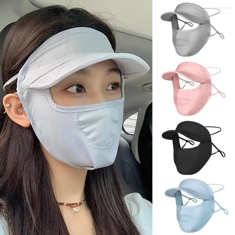 Bandanas Summer Summer Silk Mask Auv Protection Cover Cover Caps Sunscreen Caps Veil Brim Outdoor Sun Cycling with J3I4