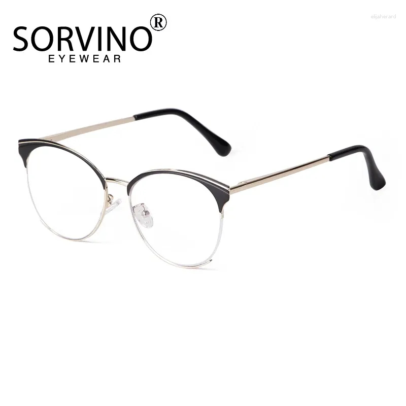 Sonnenbrille Sorvino Modetrend Schmetterling Eyglasse Rahmen Rahmen Antiblau -Licht Brille Frauen Katze Augenmetall Flachspiegel Myopie