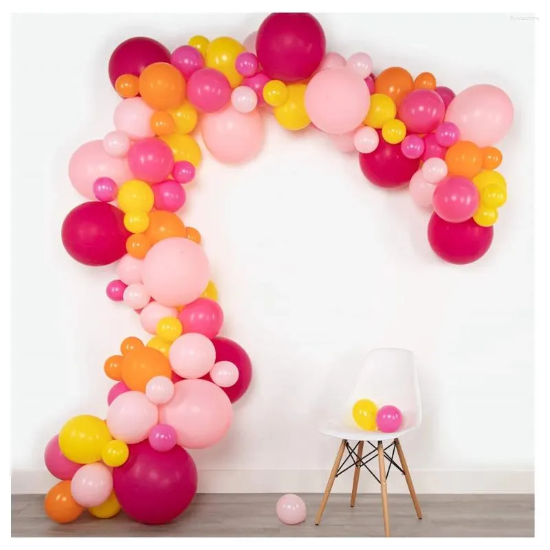 Party -Dekoration 100pcs Pink Fuchsia gelbe Orangenballons Garland Erz Kit Latex Ballon Mädchen Geburtstag Babyparty Weddding