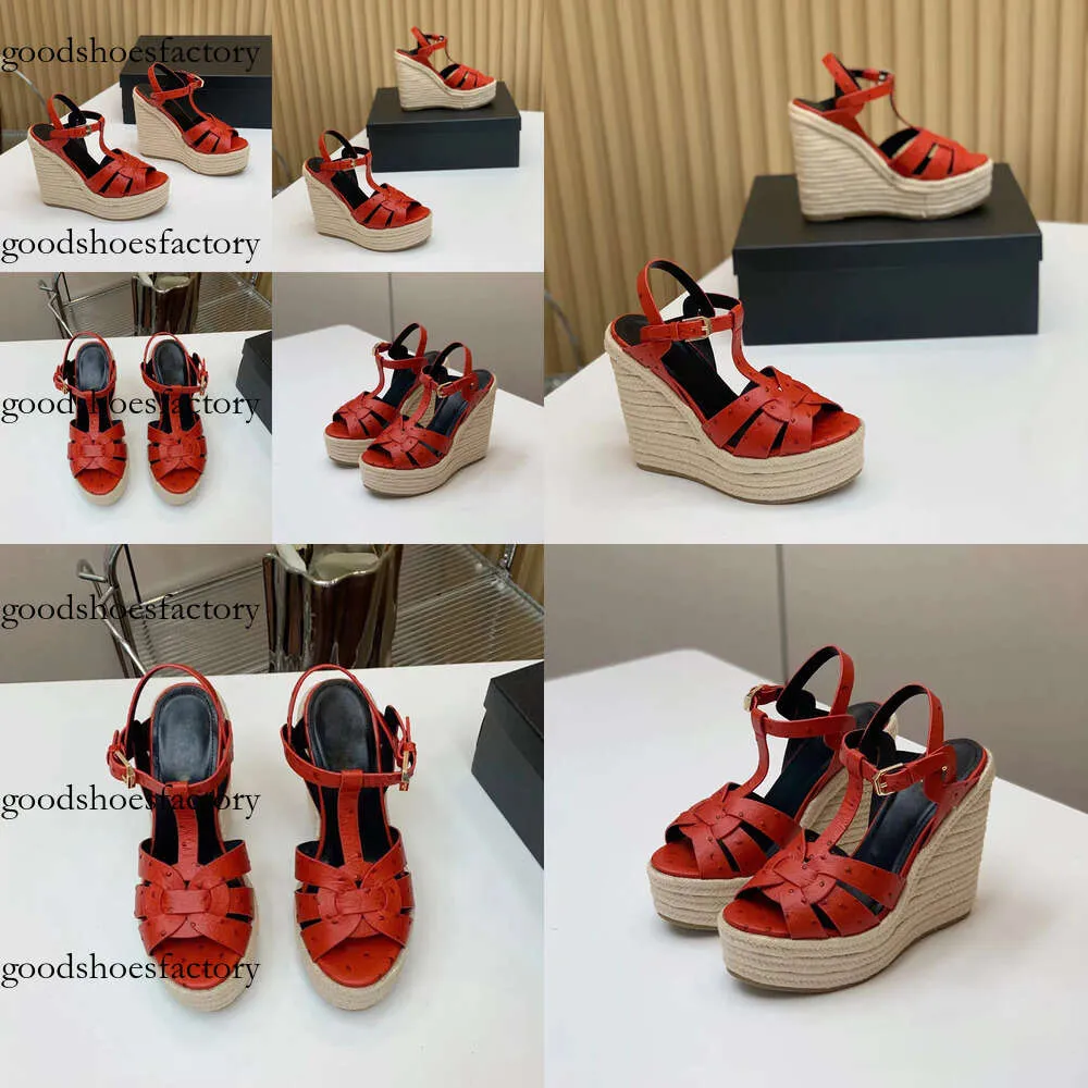 Kenevirden Yapılan Halat Dokuma Kama Sandalet Süper Yüksek Platform Pompalar Topuk Terlik Topuklu Kadın Devekuşu Deri Seksi Ayakkabı 12.5cm Espadrille Sandal Orijinal