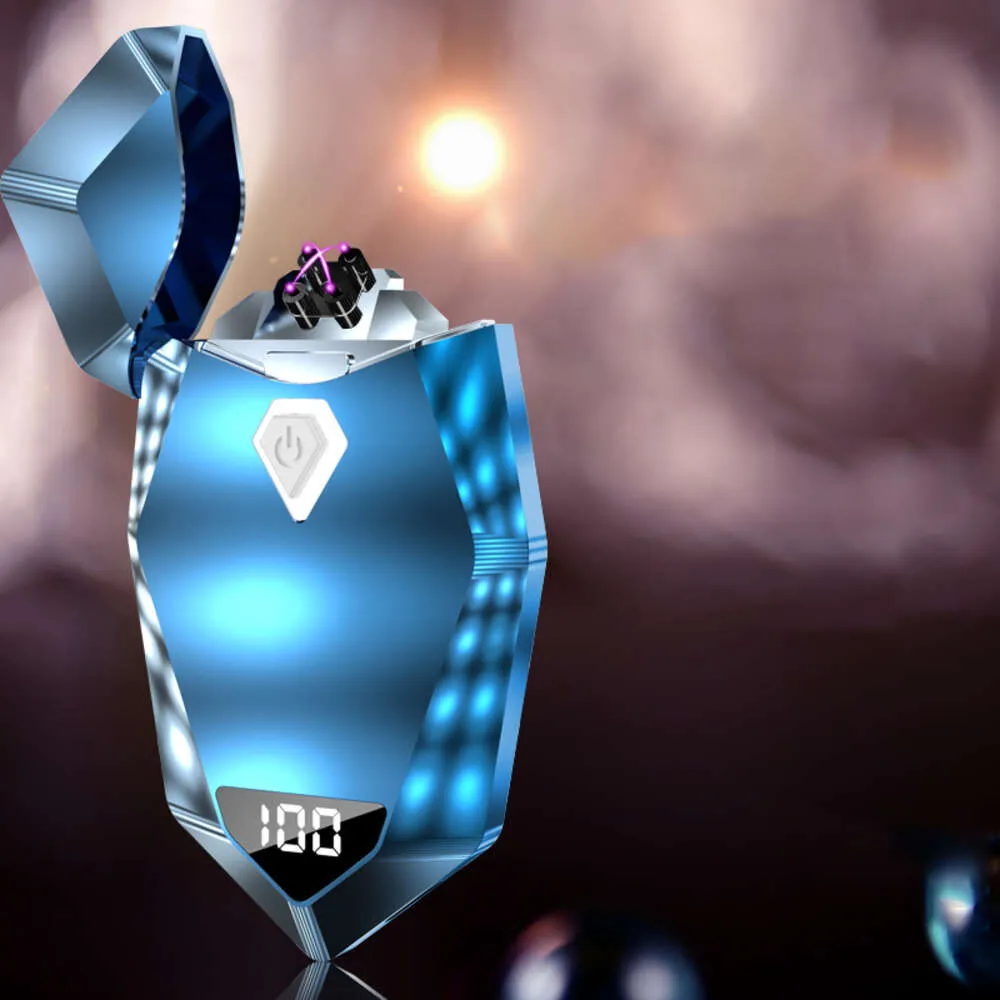 Lighters a doppio arco USB all'ingrosso diamante diamante nuova-tech display LED Schermata di sigarette Electronic Sigigettes