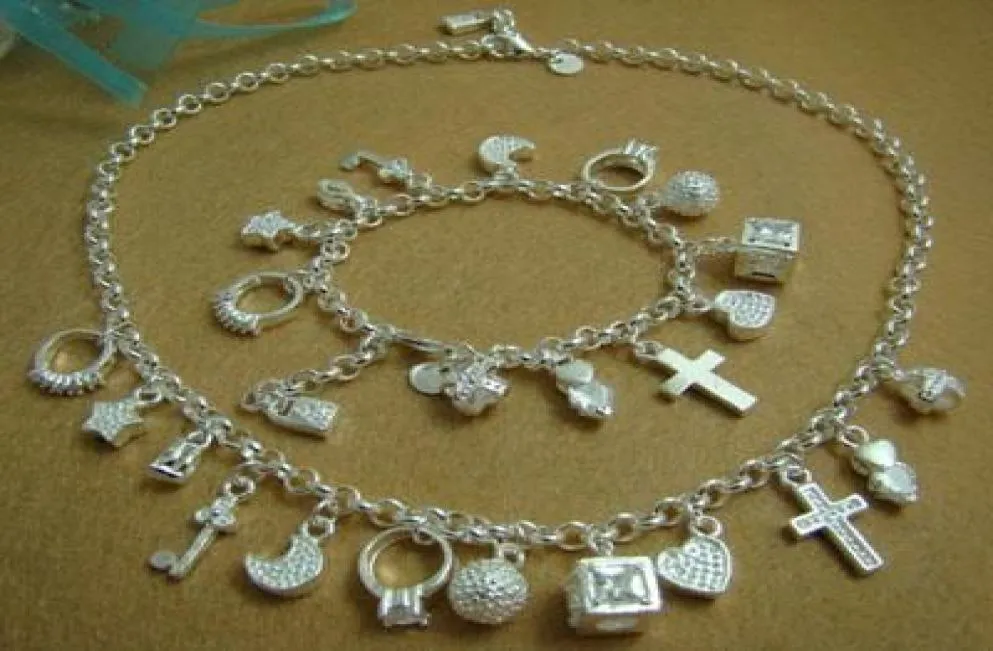 Whole Retail lowest Christmas gift 925 silver NecklaceBracelet set S0722891978