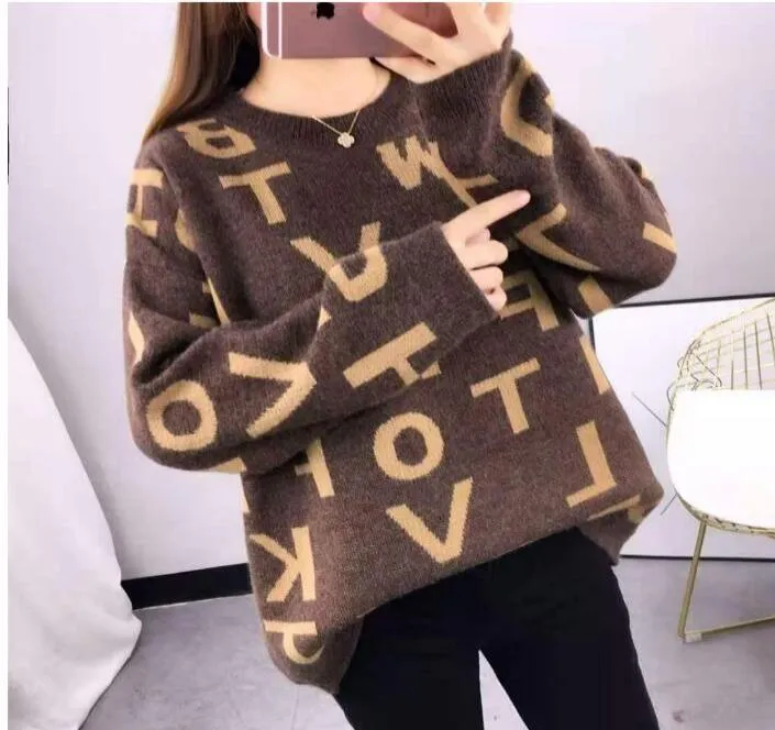 Luxury Clothes Womens Sweater For Woman Designer Sweaters Casual Knit Contrast Color LongSleeved Autumn Fashion Brand Top2999381