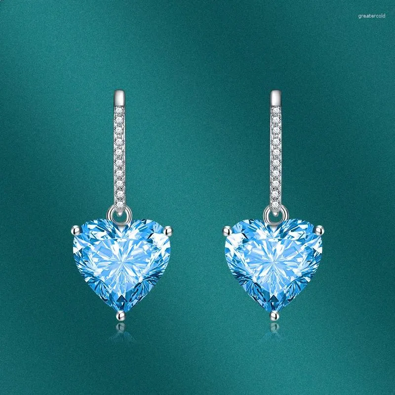 Boucles d'oreilles Aiyanishi 925 Sterling Silver Heart Drop For Women Wedding Hook Bijoux Cadeaux de Noël Amour