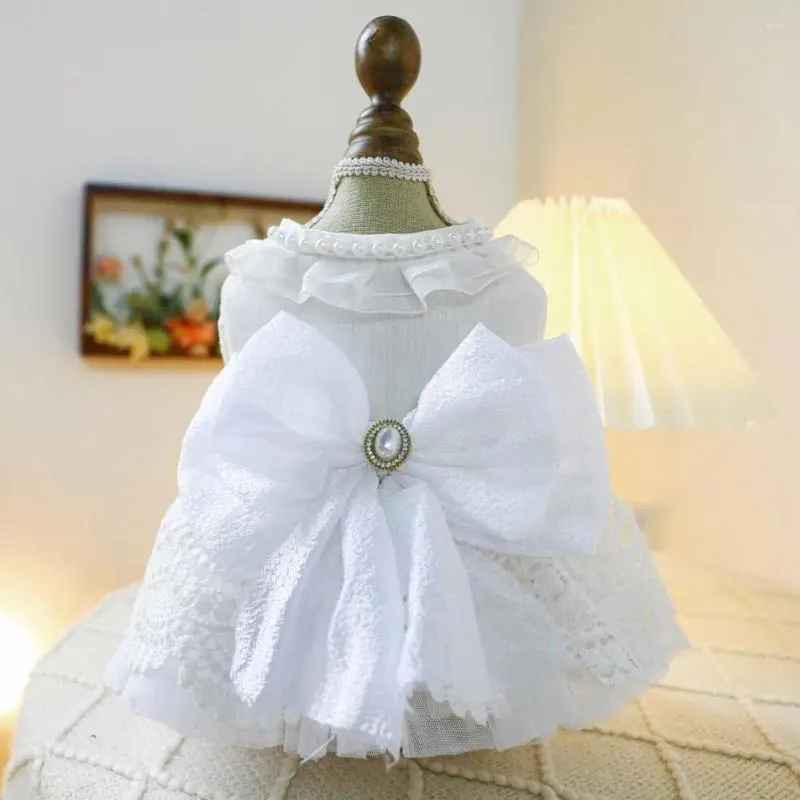 Robe de mariée pour animaux de compagnie de vêtements pour chiens avec bouton-instant