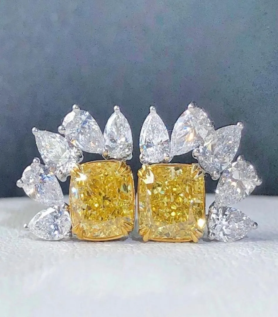 Stud Caoshi Earring femminili delicati con lucido Cristallo giallo CZ Temperamento Accessori per donne per feste Gioielli di gioielli di lusso 6895340