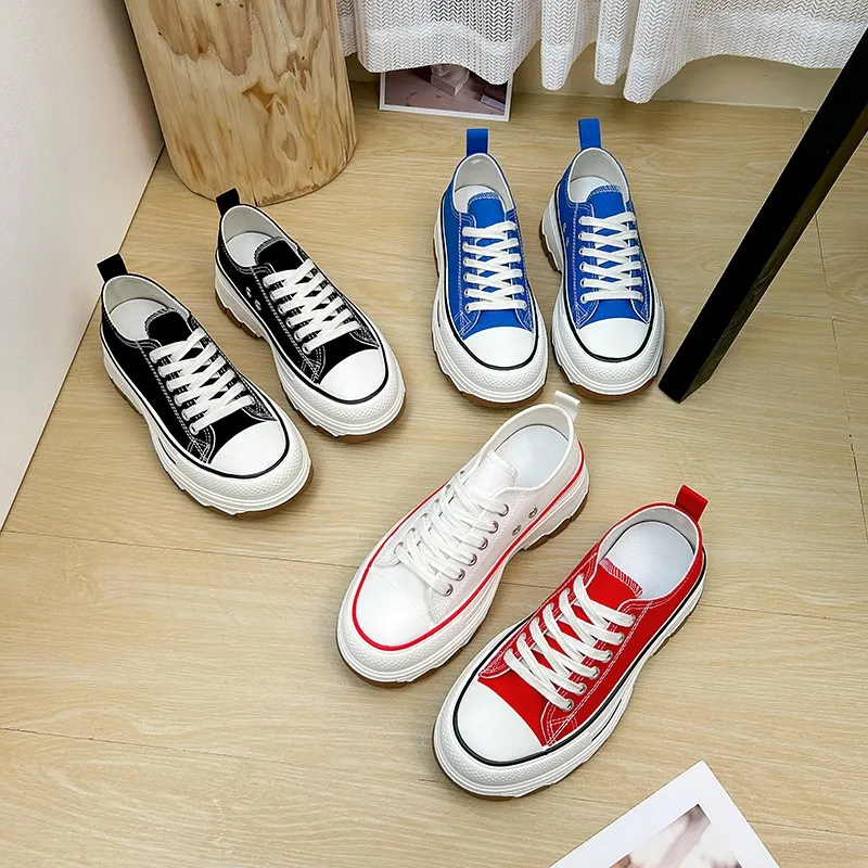 DHgate Spring Trendy Canvas Sneakers Breathable Non Slip Womens Casual Shoes with Thick Soles Shoes Accessories
