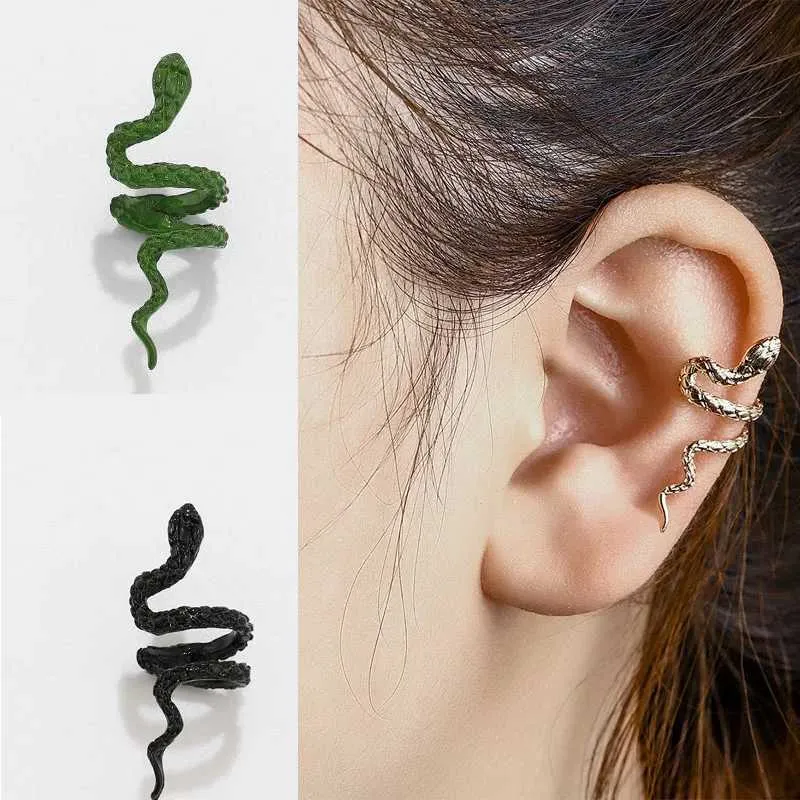 Earrings Snake Earing Piercing Punk Non Pierced Clip Earrings Ear Cuffs For Women Men Black Fake Piercing Jewelry 230831