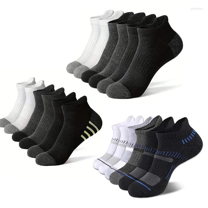 Sports Socks 5Pairs de alta calidad Hosiery corta para hombres: diseño de verano de diseño grande en forma grande