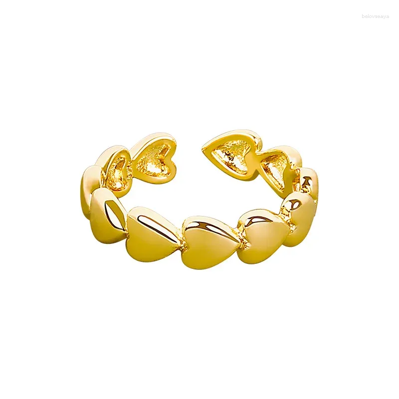 Cluster ringen 925 Sterling zilveren Koreaanse mode voor vrouwen meisjes hart ins eenvoudige handgemaakte opening vinger ring feest dagelijkse sieraden