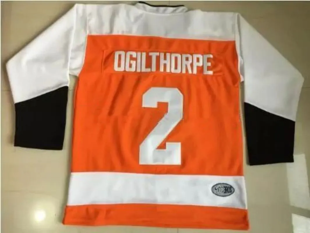 Slap Shot Ogie Ogilthorpe Syracuse Bulldogs Stitched Hockey Jersey for Men Orange White Alternate Size S 5XL