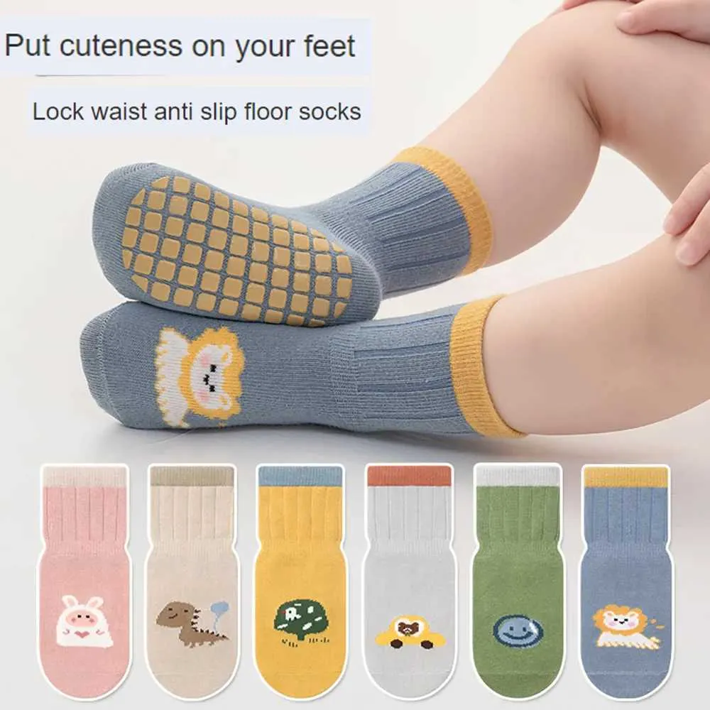 Kids Socks 1pairs Boys Girls Kids Anti-skid Socks With Grip Breathable Comfy Socks Toddlers Infants Childrens Cute Socks For 0-5Years Ol Y240504