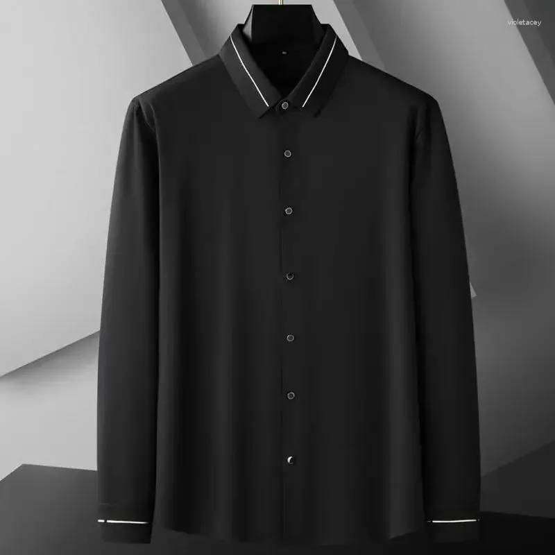 Herren -Hemdhemden 8xl 7xl 6xl 2024 Herbst High -End -Luxus -Shirt Männer Langarm Herren Sozialer Unternehmen Lose Chemise Hommise Homme