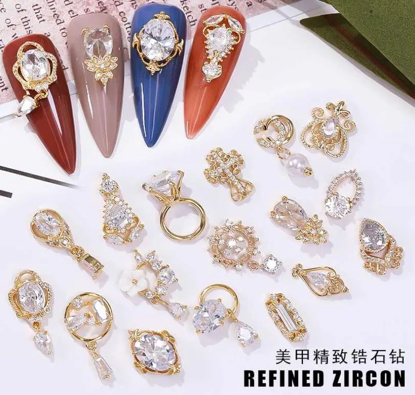 Senaste 5st Tassel Nail Art Zircon Nail Metal smycken Fingernail Zircon Diamond Charms Pendant Manicure Decoration4072357
