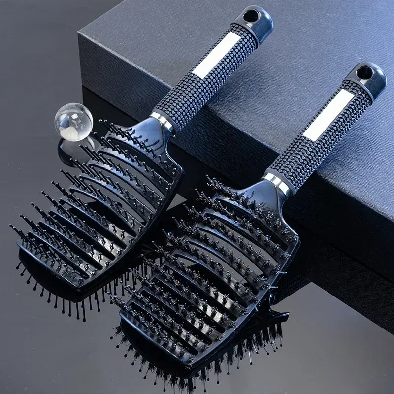 Women Hair Scalp Massage Comb Bristle Nylon Hairbrush Wet Curly Detangle Hair Brush for Salon Barber Hairdressing Styling Tools