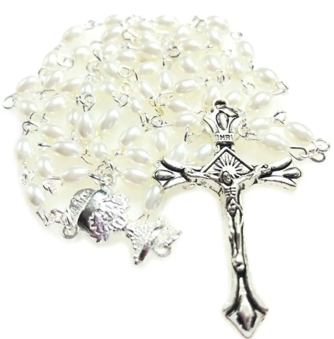 5pcsset mini bianco da 64 mm in vetro ovale ovale perle rosario rosario grazioso centeca di rosario center center9227664