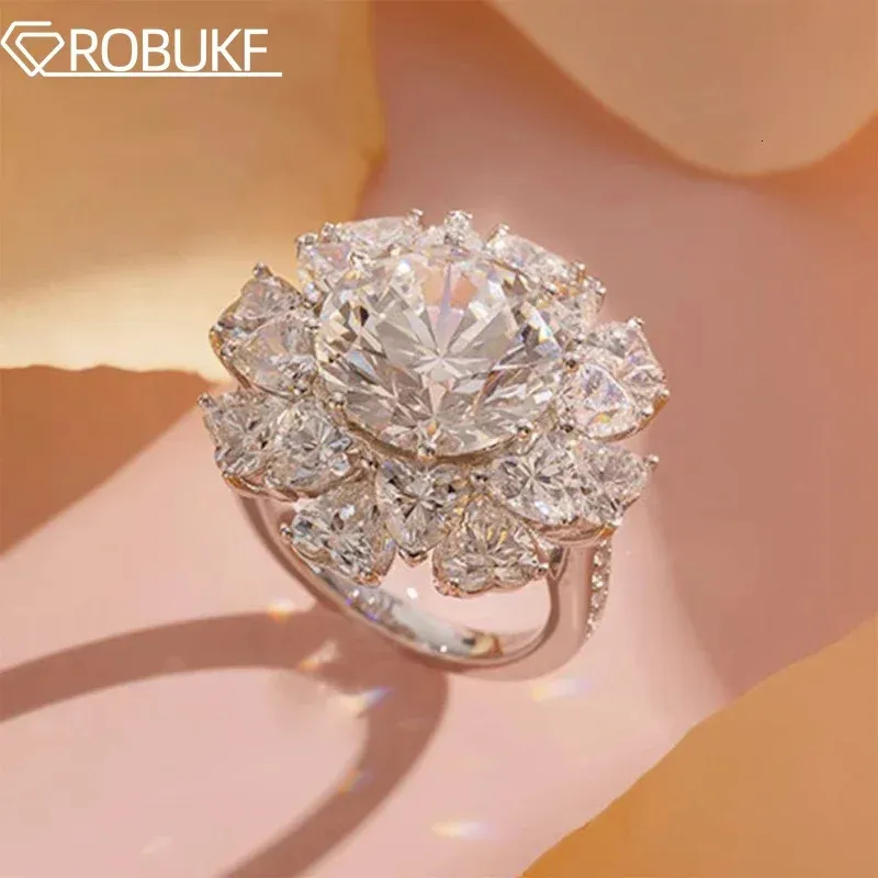 Сертифицировано GRA 5CT Ring Big Diamond S925 Sterling Silver 18k, покрытый для женщин Обещание обручального обручального костюма 240424