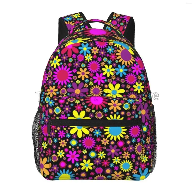 Rugzak Hippie Flower Travel for Women Girls College Book Bags Duurzaam Casual Lightweight Daypack Work School Hiking Camping