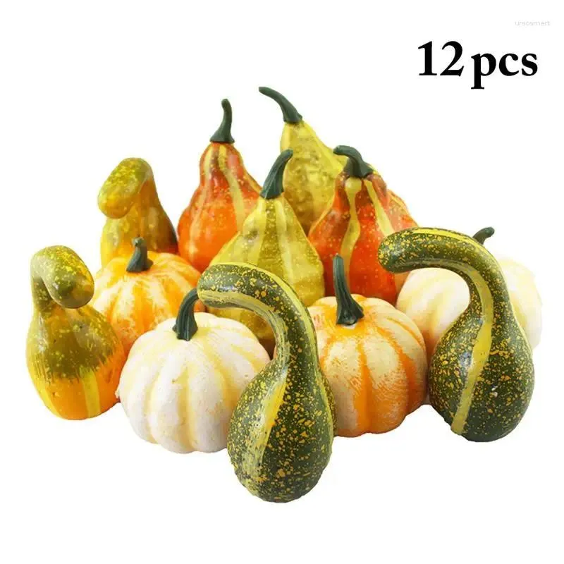 Fleurs décoratives 12pcs Halloween citrouille fausse simulation de légumes Simulation artificielle DIY Craft à la maison pour la fête d'anniversaire Décoration de mariage