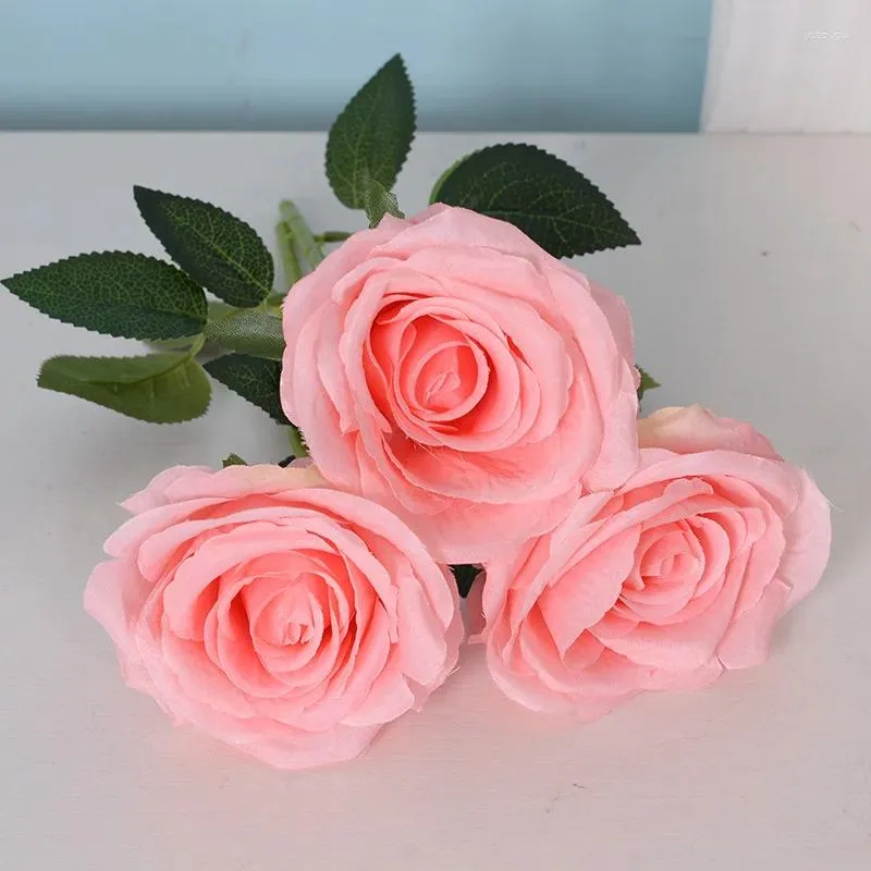 Dekorativa blommor Artificial Rose Flower Single Branch Silk Fake For Mors Day Gift Wedding Party Bridal Bouquet Home Decorations