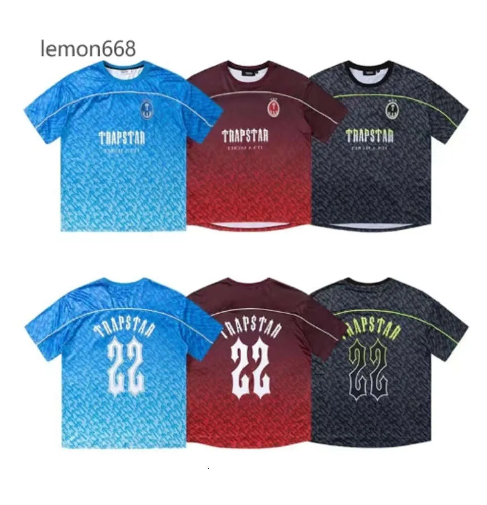 Herren T-Shirts Trapstar Mesh Football Jersey Blue Black Red Men Sportswear T-Shirt Designer Modekleidung W220811