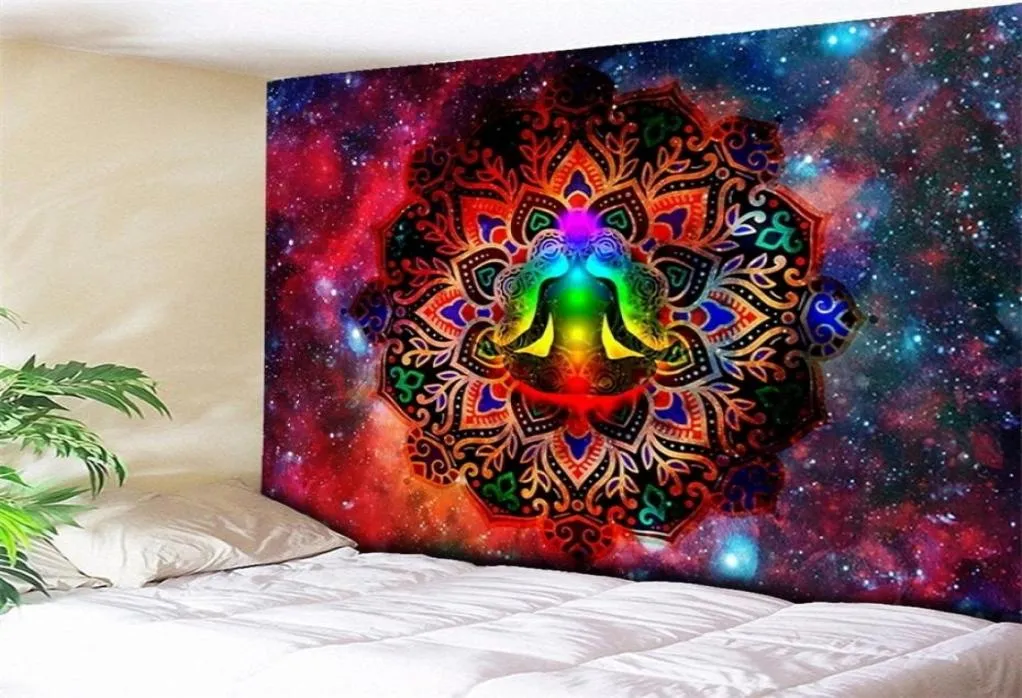 Starry Night Galaxy Decor Psychedelic Tapestry Wall suspendu Indian Mandala Tapestry hippie chakra tapisseries boho tissu mural t20062641156