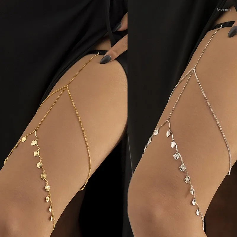 Gürtel sexy Beinkette Strumpfband Dangle Herz Kurzquasten Oberschenkel elastischer Körperschmuck Nachtclub Party für Frauen Dropship