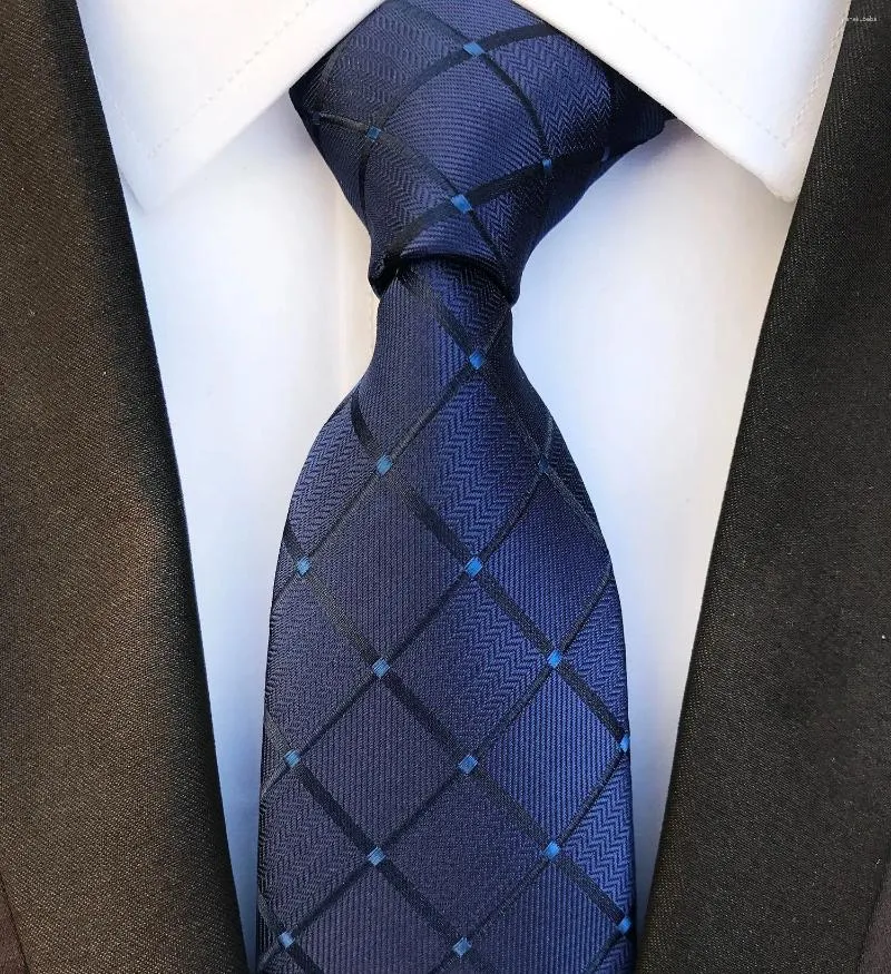 Bow ties Fashion da 8 cm Silk maschile a check blu cravatta nera jacquard cravatta intrecciata uomo regalo di affari festa regalo formale formale