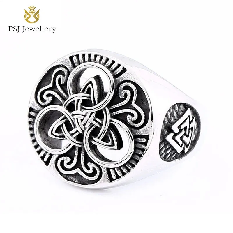 PSJ Jewelry Fashion Vintage 23,5 mm de grande taille nordique viking celtique nœud creux anneaux en acier inoxydable pour hommes 240416