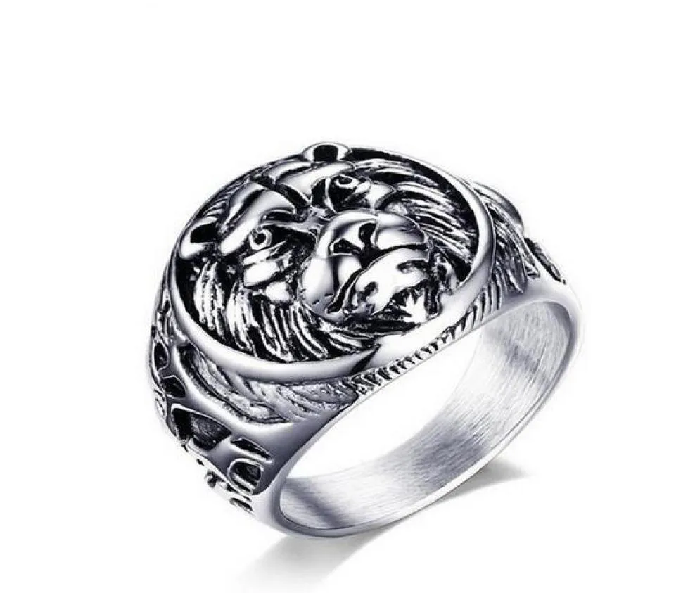 Anel de aço inoxidável de alta qualidade A jóias de moda do anel de animais de bicicleta de leão 18mm homens anel punk anillons Hombre tamanho 7118957196