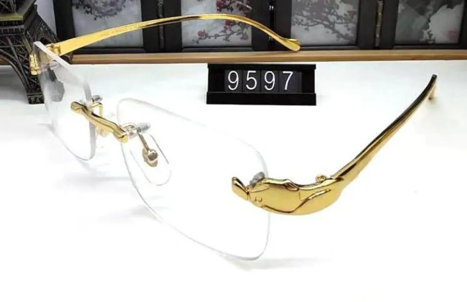 Frankreich Sport Buffalo Sonnenbrille Männer einfache Spiegelgläser Gold Leopard Metall Rahmen klare Linsen optische Männer Sonnenbrille mit Original 1366632