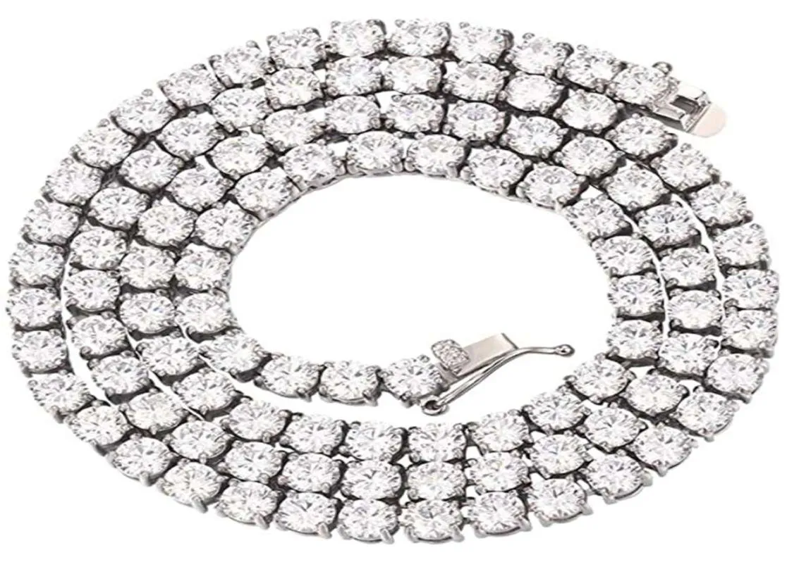 Hip -Hop -Out -Ketten -Färbung Stahl Kubikzirkonia Diamond Tennis Anhänger Halskette Schmuck für Männer Frauen y00954393501