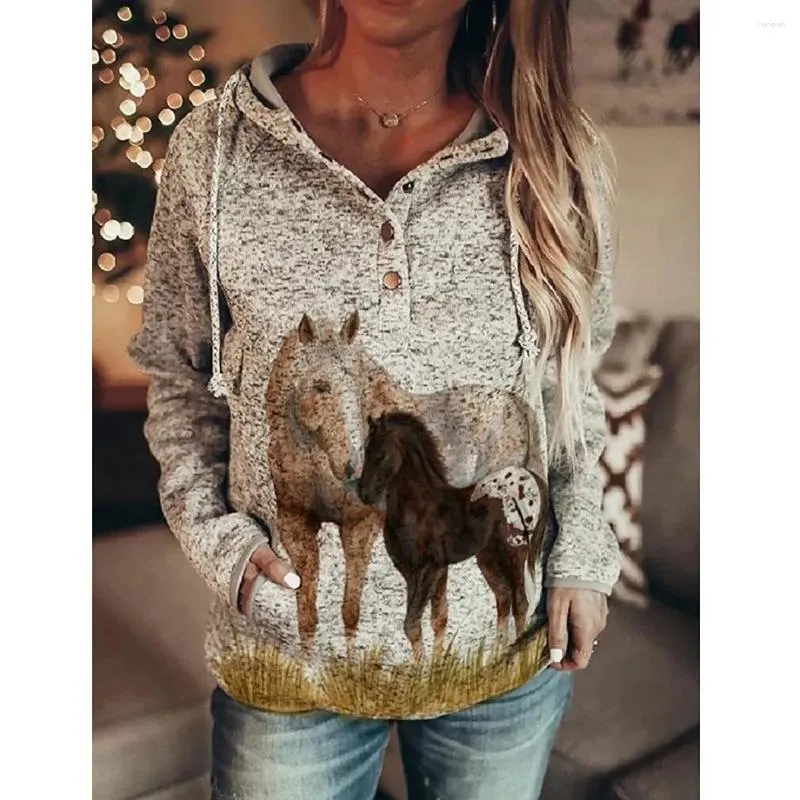 Kobiet z kapturem koń 3d print z kapturem bluzy modne bluzy dla zwierząt stroi