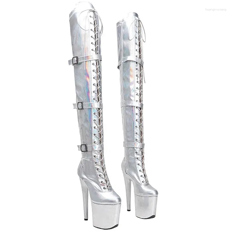 Tanzschuhe Mode Frauen 20 cm/8inches pu obere Plattform sexy High Heels Oberschenkelstiefel Stange 262