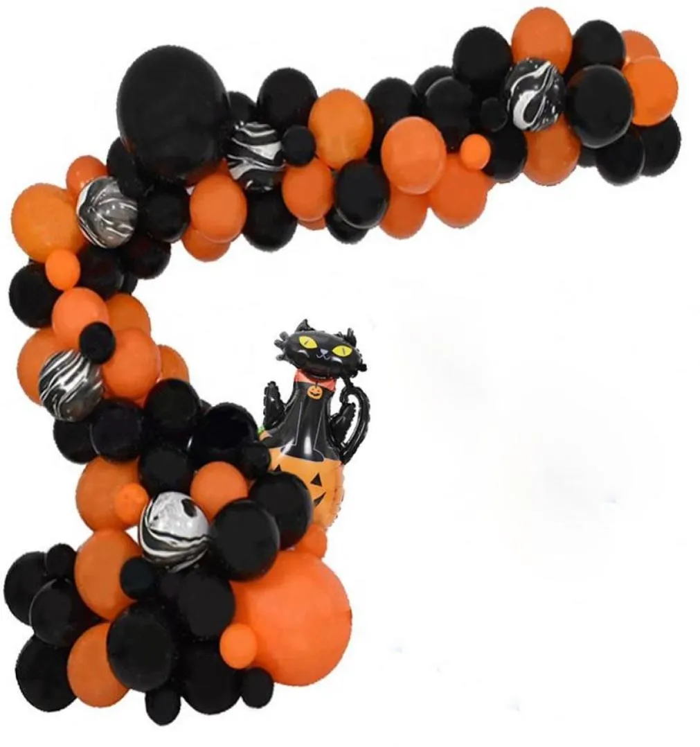 Вечеринка на украшение Хэллоуин Шалон Гирленда Комплект тема баллон Арки, установленные KTV Бар, украшения дверной проход, латексные воздушные шары черная кошка xn5336561