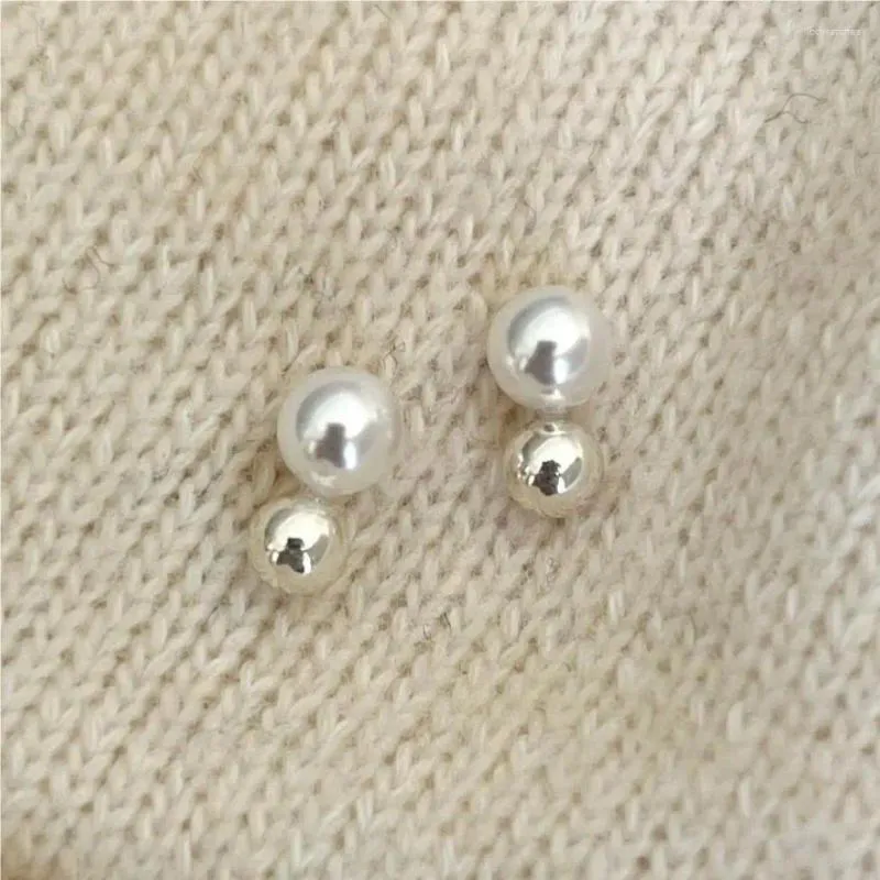 Stud Earrings Korean Version S925 Sterling Silver For Girls Small Red Book Round Pearl Sweet