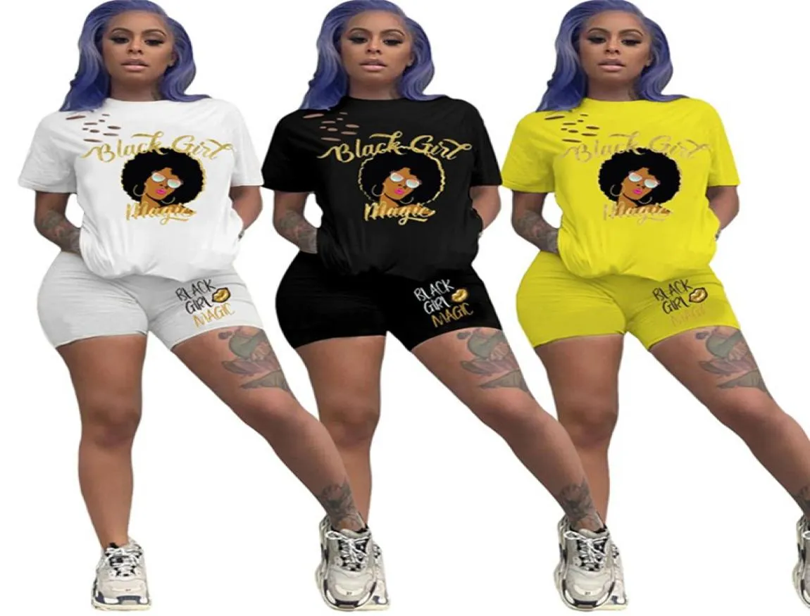 Femmes de survêtement Designer d'été Black Girl Burn Out Two Piece Setfits Tenits Suisses courtes TEE TOPSSHORTS JOGGER SUIT S2XL FLORA PRI8125139